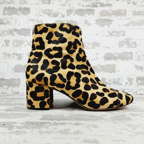 Halogen Black & Brown Leopard Printed Block Heel Ankle Boots C1049 - Picture 5 of 16